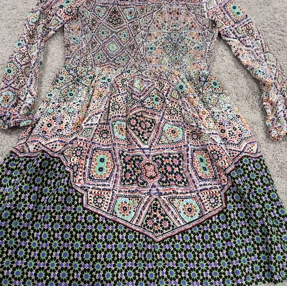 Maeve Anthropologie blue and red long sleeve printed dress size Medium - Picture 10 of 10